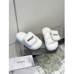 Balenciaga Women's Furry Platform Sandal in White