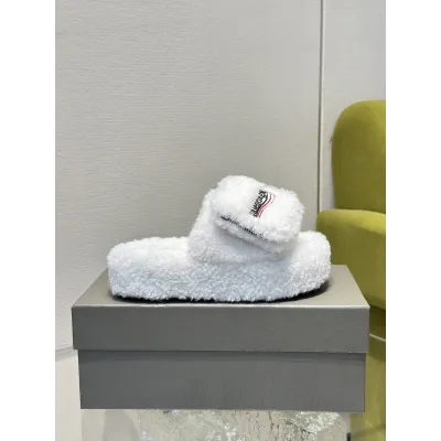 Balenciaga Women's Furry Platform Sandal in White 02