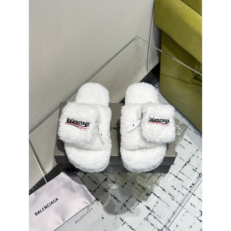 Balenciaga Women's Furry Platform Sandal in White
