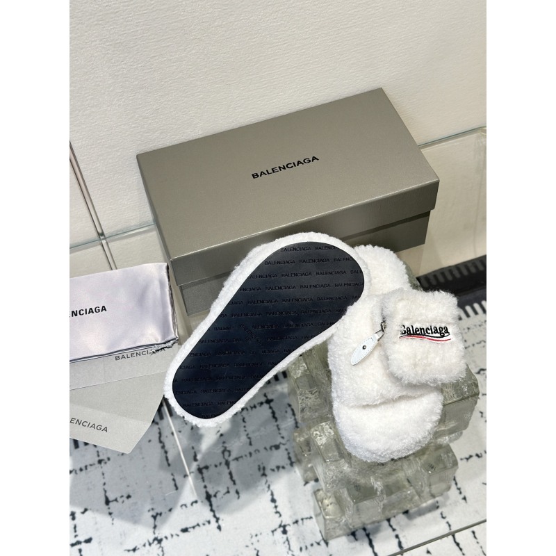 Balenciaga Women's Furry Platform Sandal in White