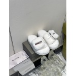 Balenciaga Women's Furry Platform Sandal in White