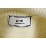 Ami 23Fw Heart Jacquard Turtleneck Sweater White