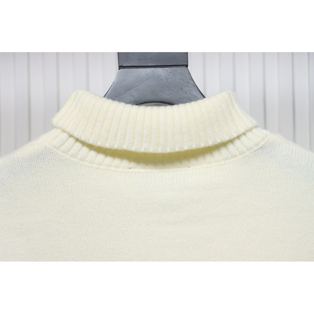 Ami 23Fw Heart Jacquard Turtleneck Sweater White