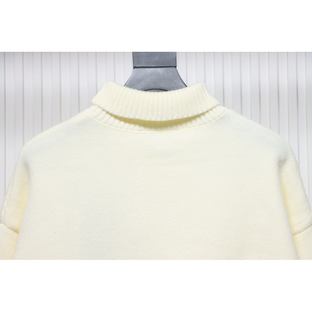 Ami 23Fw Heart Jacquard Turtleneck Sweater White