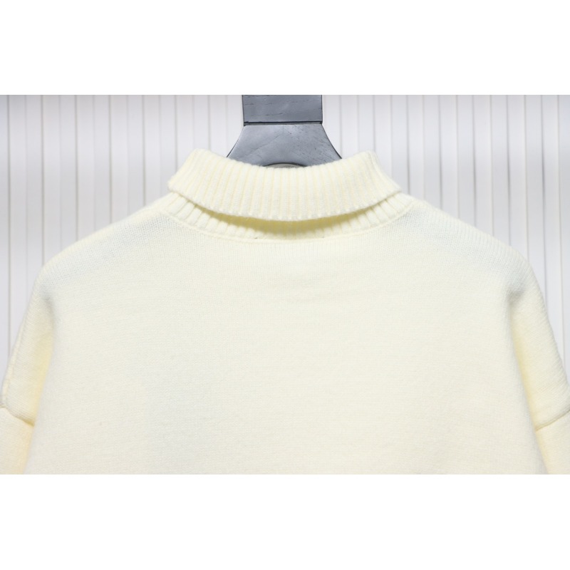 Ami 23Fw Heart Jacquard Turtleneck Sweater White