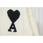 Ami 23Fw Heart Jacquard Turtleneck Sweater White
