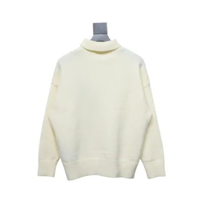 Ami 23Fw Heart Jacquard Turtleneck Sweater White 02