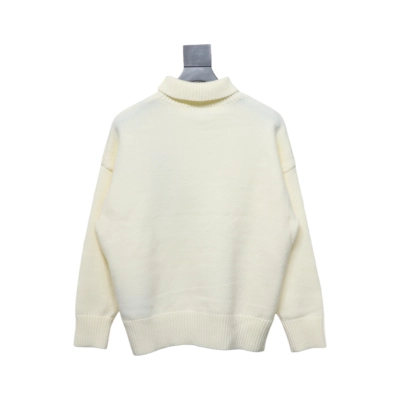 Ami 23Fw Heart Jacquard Turtleneck Sweater White 02