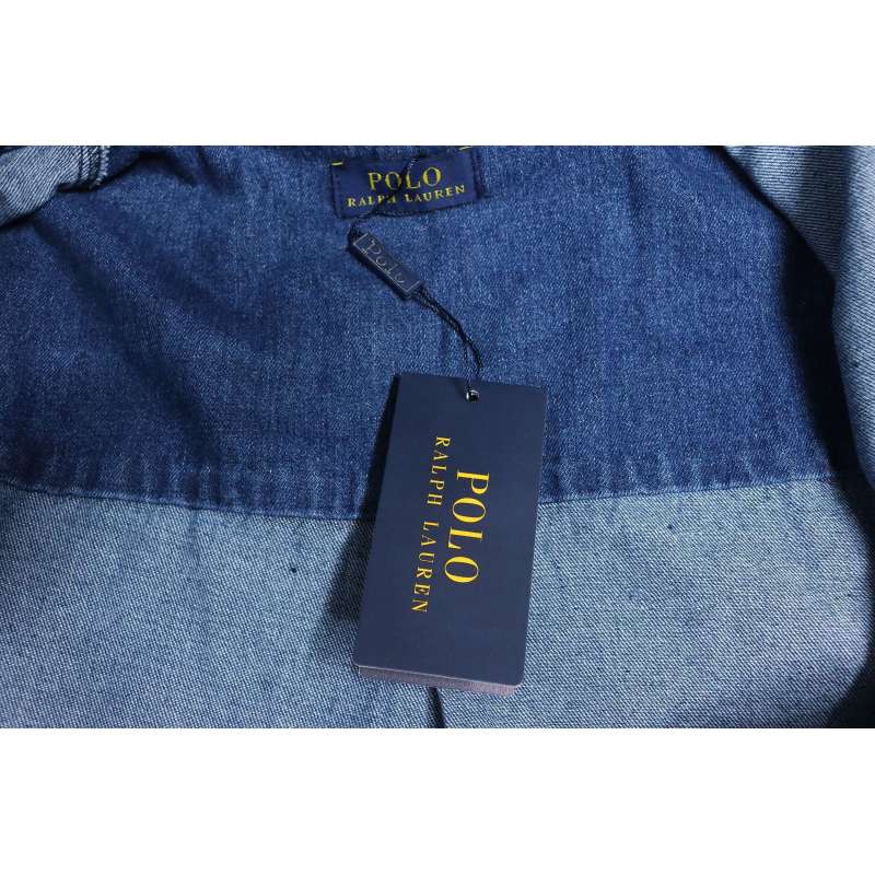 Ralph Lauren Classic Warhorse Logo Lapel Long-Sleeved Denim Shirt