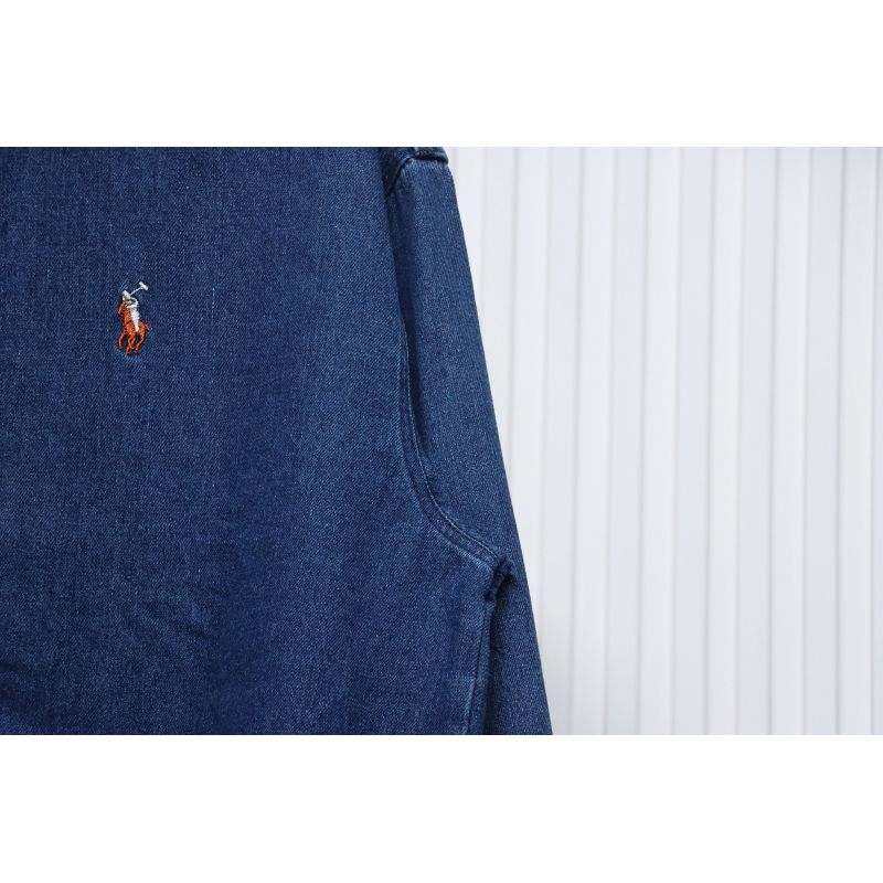 Ralph Lauren Classic Warhorse Logo Lapel Long-Sleeved Denim Shirt