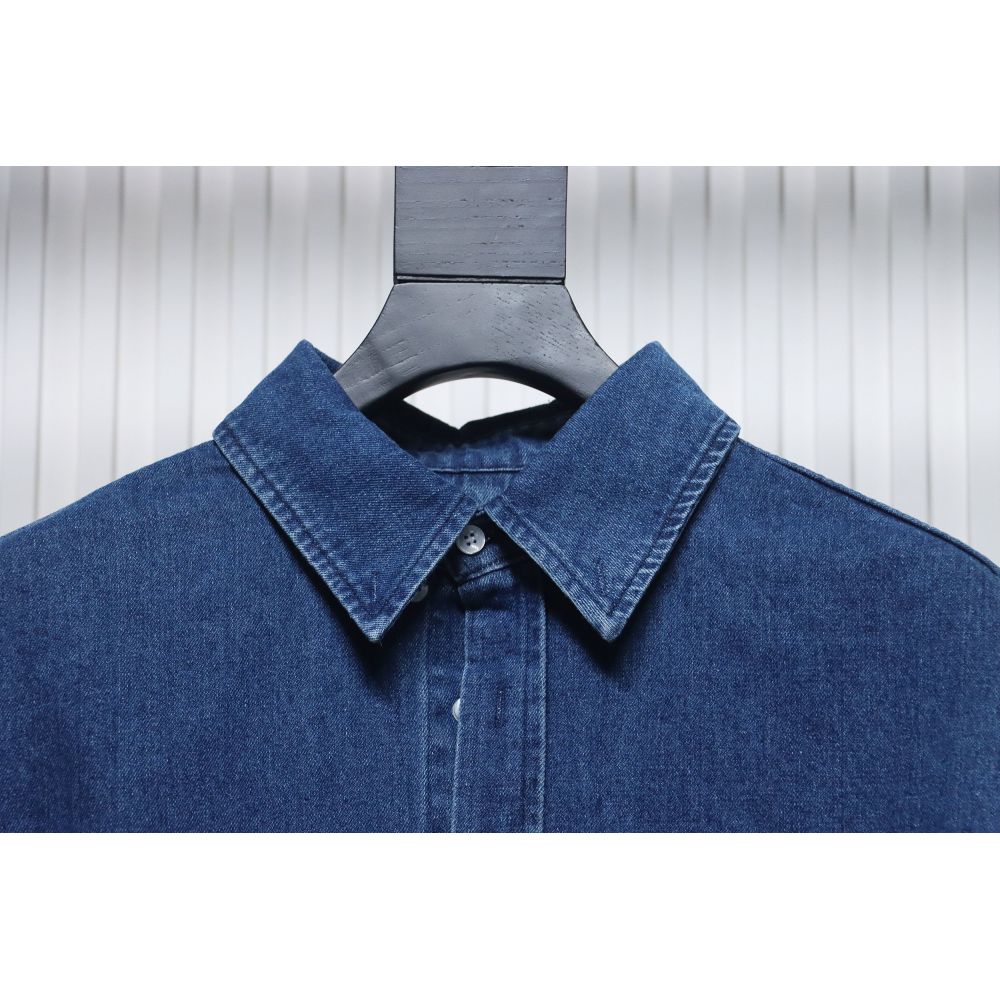 Ralph Lauren Classic Warhorse Logo Lapel Long-Sleeved Denim Shirt