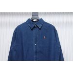 Ralph Lauren Classic Warhorse Logo Lapel Long-Sleeved Denim Shirt