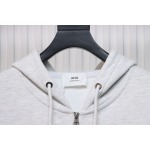 Ami Classic Heart Embroidered Zip-Up Jacket, New Early Fall Zip-Up Hoodie Grey