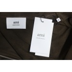 Ami Classic Heart Embroidered Zip-Up Jacket, New Early Fall Zip-Up Hoodie Brown