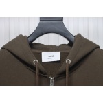 Ami Classic Heart Embroidered Zip-Up Jacket, New Early Fall Zip-Up Hoodie Brown