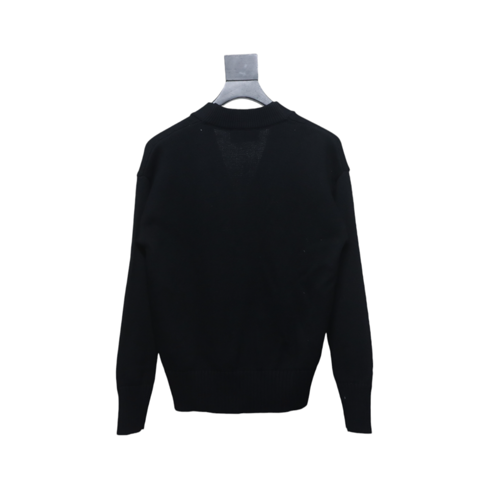 AMI PARIS 21FW Heart Embroidered Cardigan Black