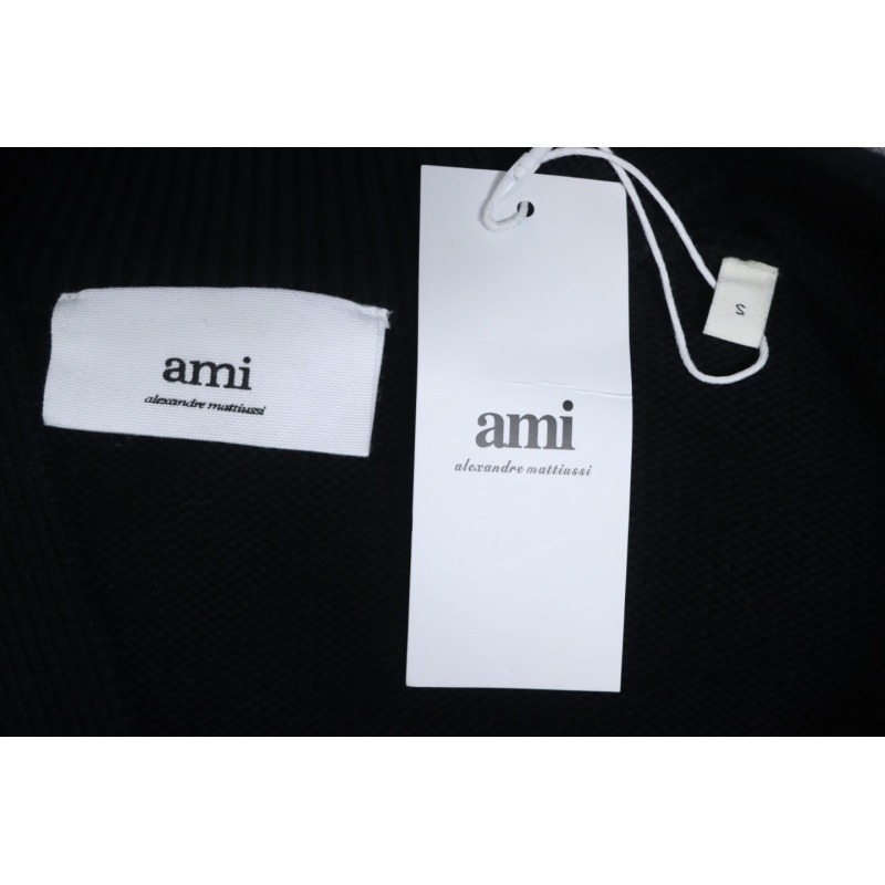 AMI PARIS 21FW Heart Embroidered Cardigan Black