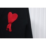 AMI PARIS 21FW Heart Embroidered Cardigan Black