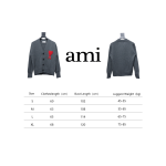 AMI PARIS 21FW Heart Embroidered Cardigan Grey