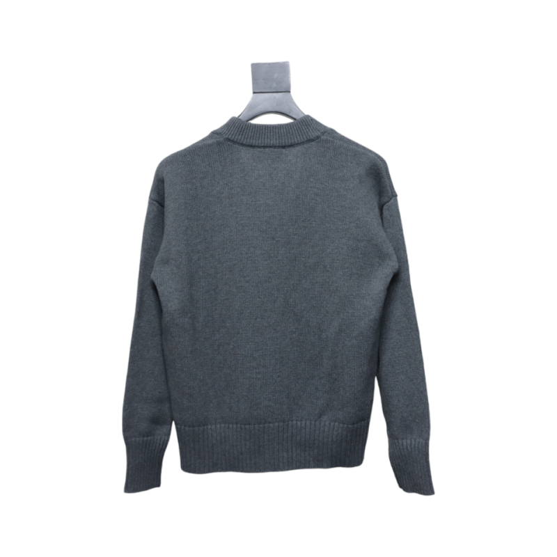 AMI PARIS 21FW Heart Embroidered Cardigan Grey