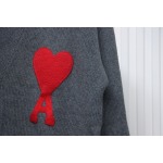 AMI PARIS 21FW Heart Embroidered Cardigan Grey