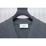 AMI PARIS 21FW Heart Embroidered Cardigan Grey
