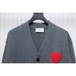 AMI PARIS 21FW Heart Embroidered Cardigan Grey