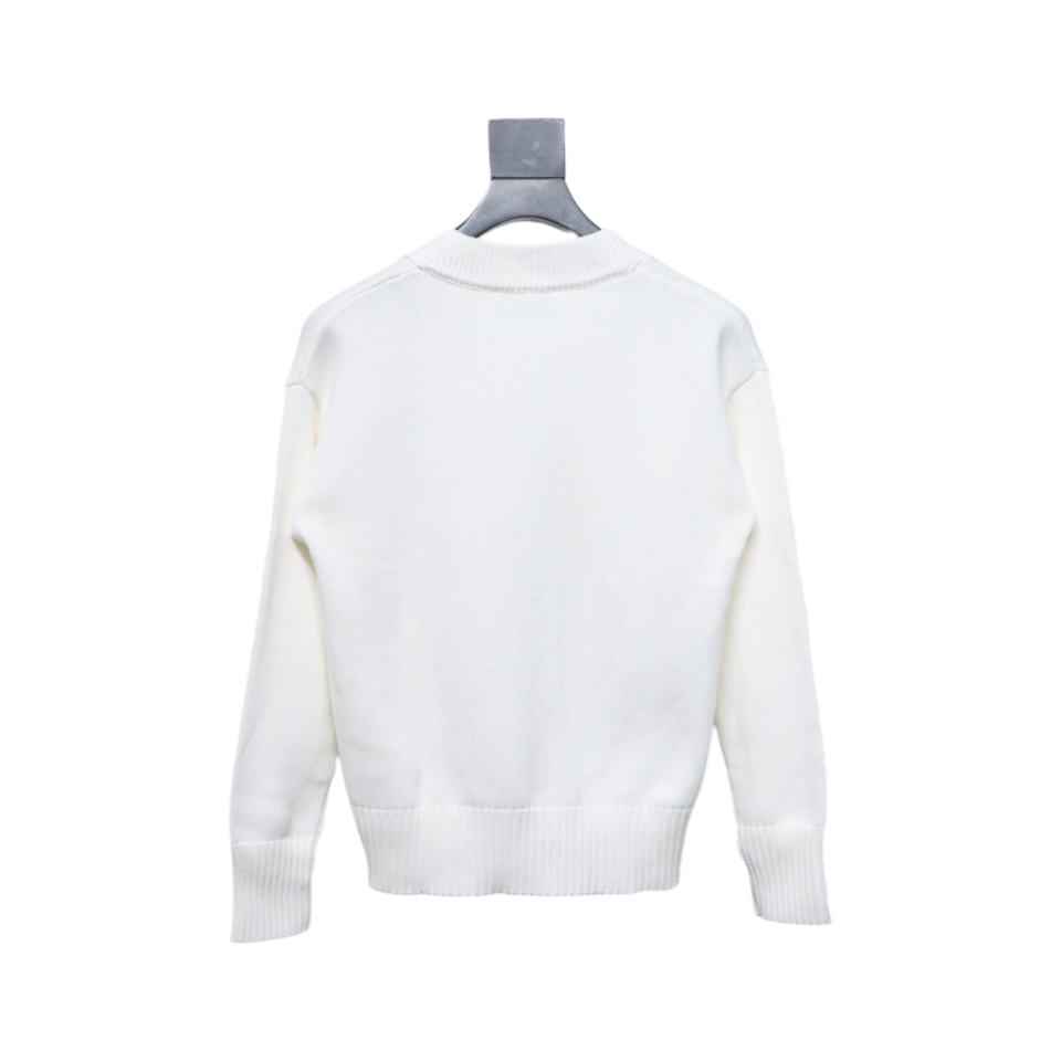 AMI PARIS 21FW Heart Embroidered Cardigan White