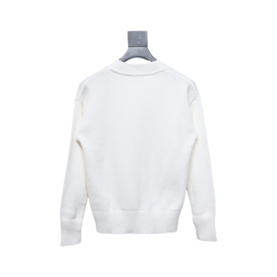 AMI PARIS 21FW Heart Embroidered Cardigan White 02
