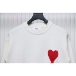 AMI PARIS 21FW Heart Embroidered Crew Neck Sweater White