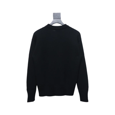 AMI PARIS 21FW Heart Embroidered Crew Neck Sweater Black 02