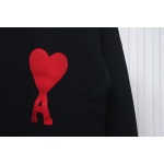 AMI PARIS 21FW Heart Embroidered Crew Neck Sweater Black