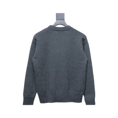 AMI PARIS 21FW Heart Embroidered Crew Neck Sweater Grey 02