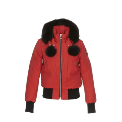 Moose Knuckles Debbie Bomber Jacket Deep Red & Black Fur（NFC) 01
