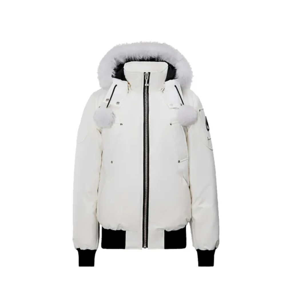 Moose Knuckles Debbie Shearling Bomber Jacket White（NFC）