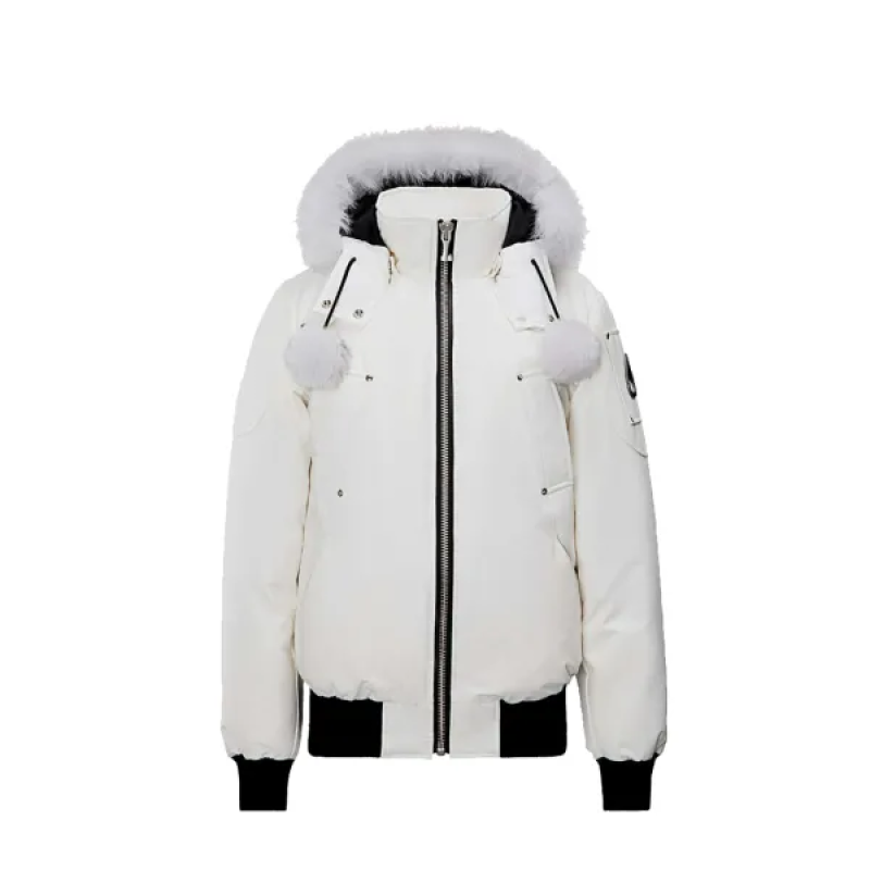 Moose Knuckles Debbie Shearling Bomber Jacket White（NFC）