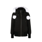 Moose Knuckles Feather Down Hooded Debbie Bomber Black Jacket White Wool Collar（NFC)