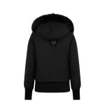 【TOP Version】Moose Knuckles Logo Plaque Zip-Up Black Jacket Black Wool Collar（NFC)