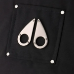 【TOP Version】Moose Knuckles Logo Plaque Zip-Up Black Jacket Black Wool Collar（NFC)
