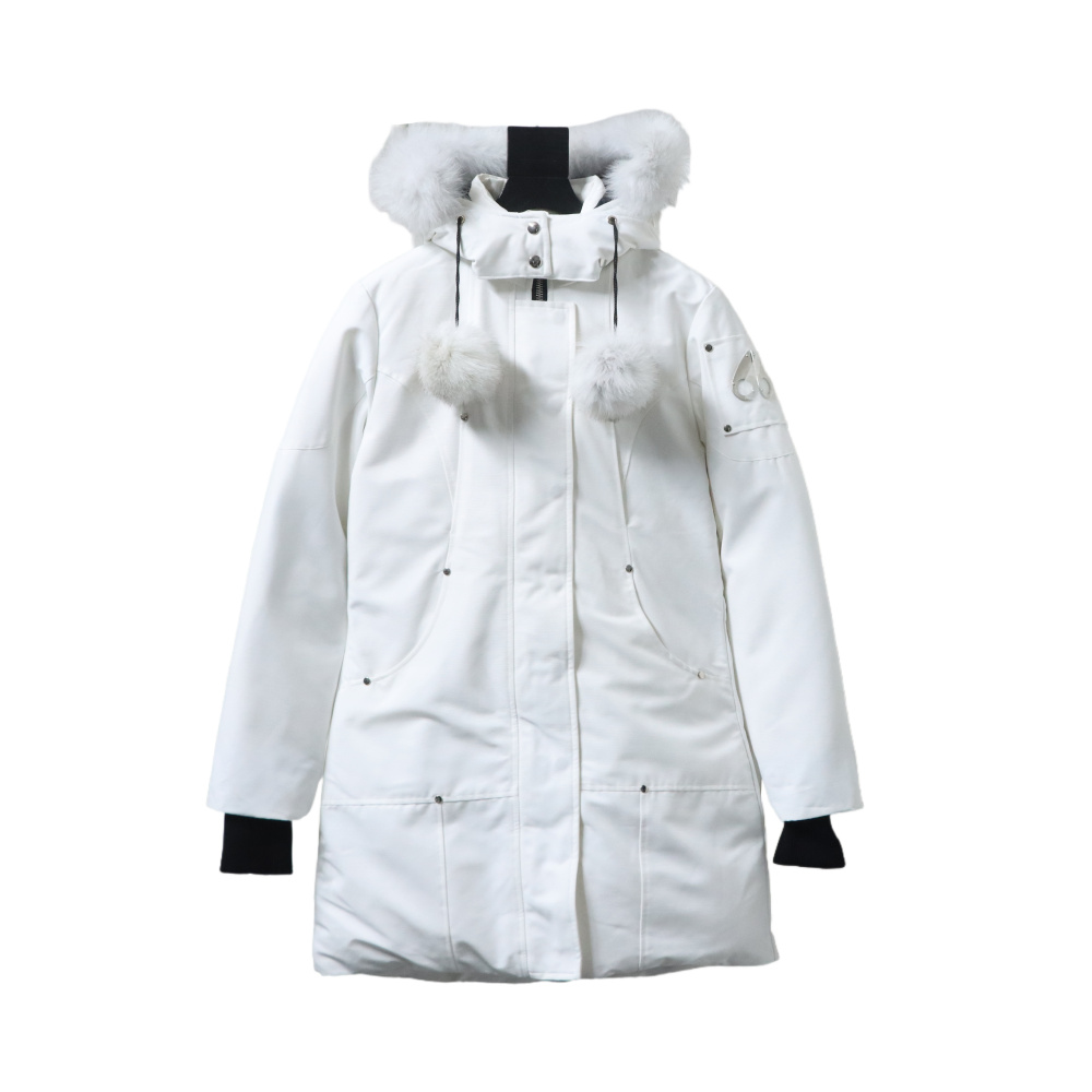  Moose Knuckles Women's Debbie Down Bomber Jacket W/ Fur White