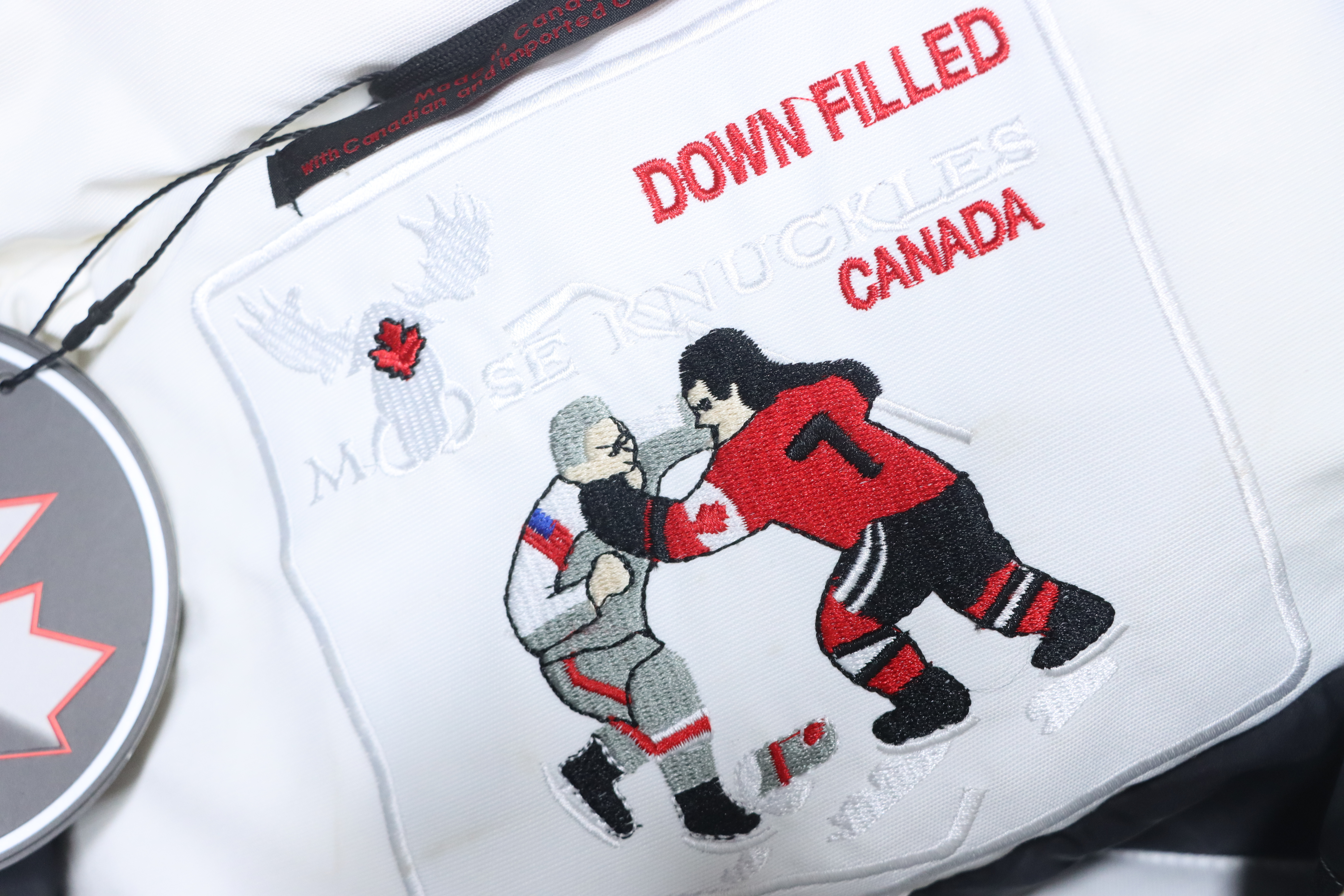  Moose Knuckles Women's Debbie Down Bomber Jacket W/ Fur White