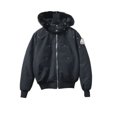 Moose Knuckles Men's Balistic Bomber Zip-Up Fur Jacket Black 01