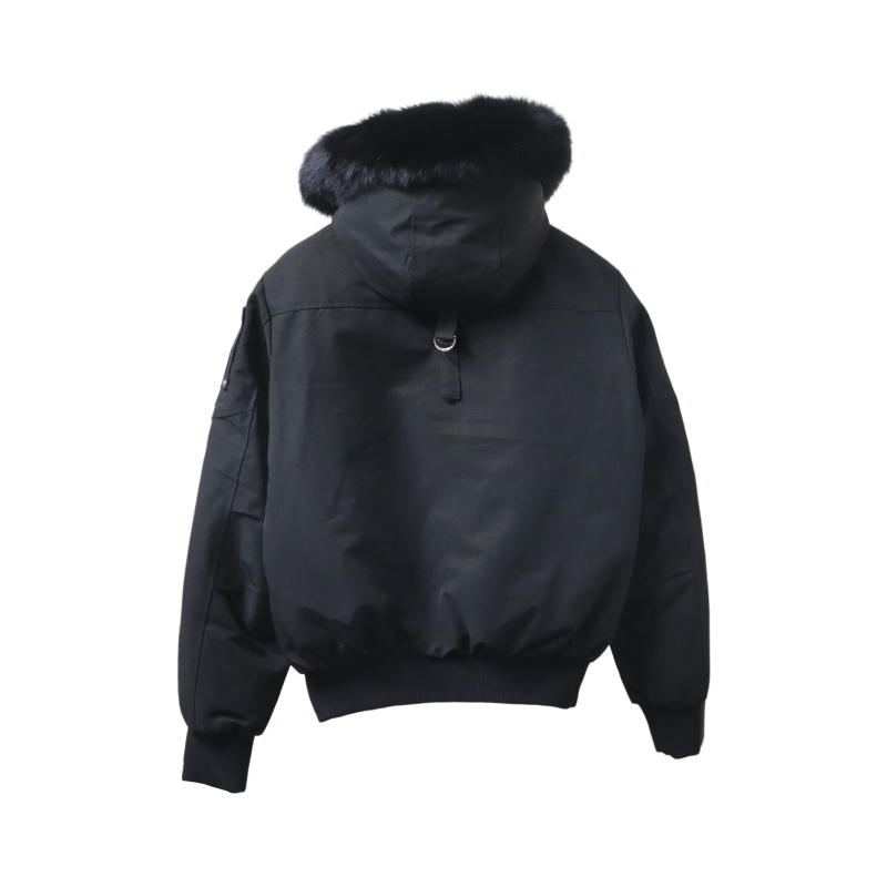 Moose Knuckles Men's Balistic Bomber Zip-Up Fur Jacket Black