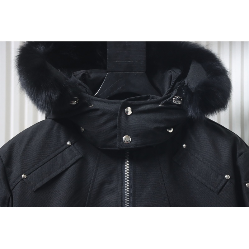 Moose Knuckles Men's Balistic Bomber Zip-Up Fur Jacket Black