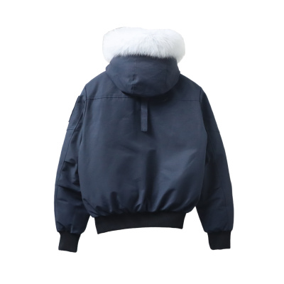 Moose Knuckles Men's Balistic Bomber Zip-Up Fur Jacket Dark Blue 02