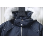 Moose Knuckles Men's Balistic Bomber Zip-Up Fur Jacket Dark Blue