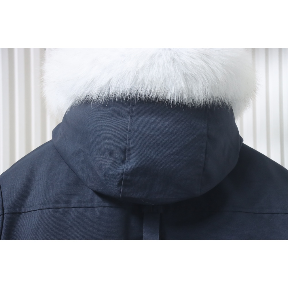 Moose Knuckles Men's Balistic Bomber Zip-Up Fur Jacket Dark Blue