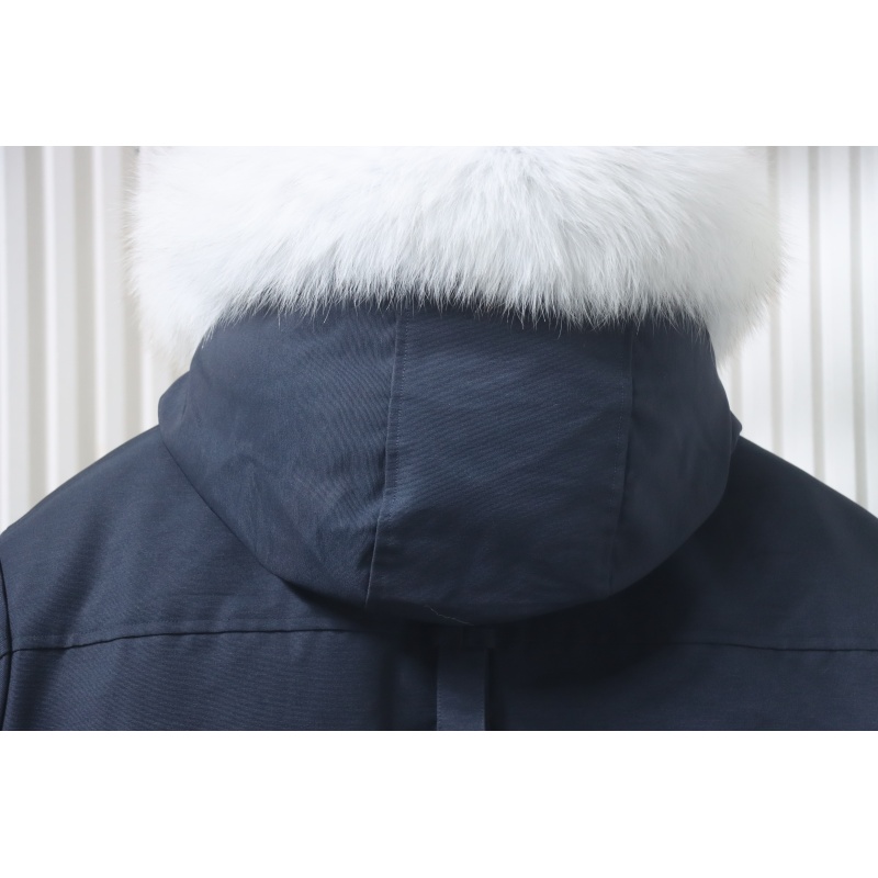 Moose Knuckles Men's Balistic Bomber Zip-Up Fur Jacket Dark Blue
