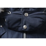 Moose Knuckles Men's Balistic Bomber Zip-Up Fur Jacket Dark Blue