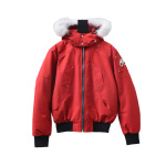 Moose Knuckles Men's Balistic Bomber Zip-Up Fur Jacket Red